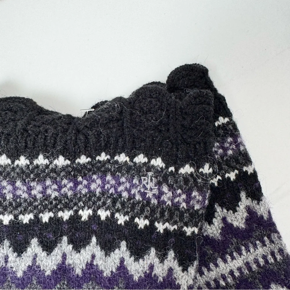Lauren Ralph Lauren Black and Purple Knit Gloves